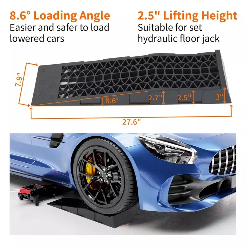 "2X Heavy-Duty Low-Profile Plastic Car Ramps – Ideal for Low Sport Cars (1 Pair)" 4