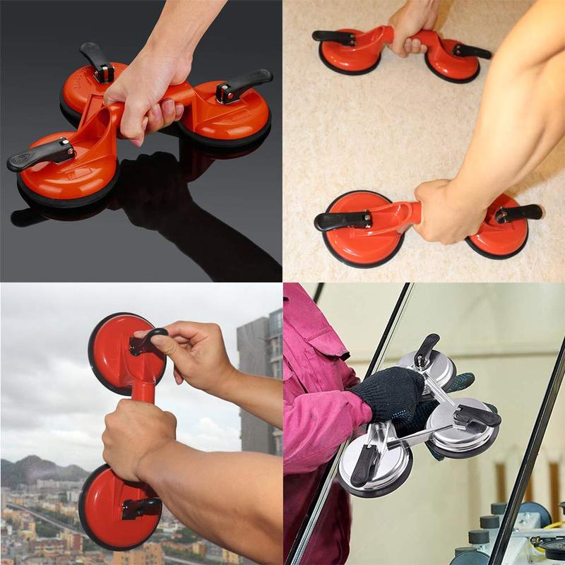 Triple Suction Cup Lifter-Heavy Duty Aluminum Handles Tile Lifting Plate-Glass Puller/Gripper/Lifter Tool 4