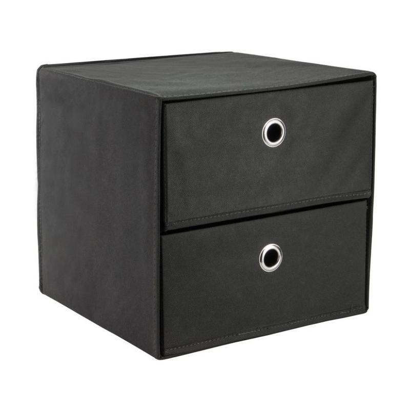 2-Drawer Storage Box Cube Canvas Boxes Basket Collapsible for Closet Wardrobe Organiser Shelf Toys Clothes, Premium size 32cm Square. Available in Black, Blue, Purple. Bedroom Fabric Garments Storage. Makeup storage organiser. Bedroom 1