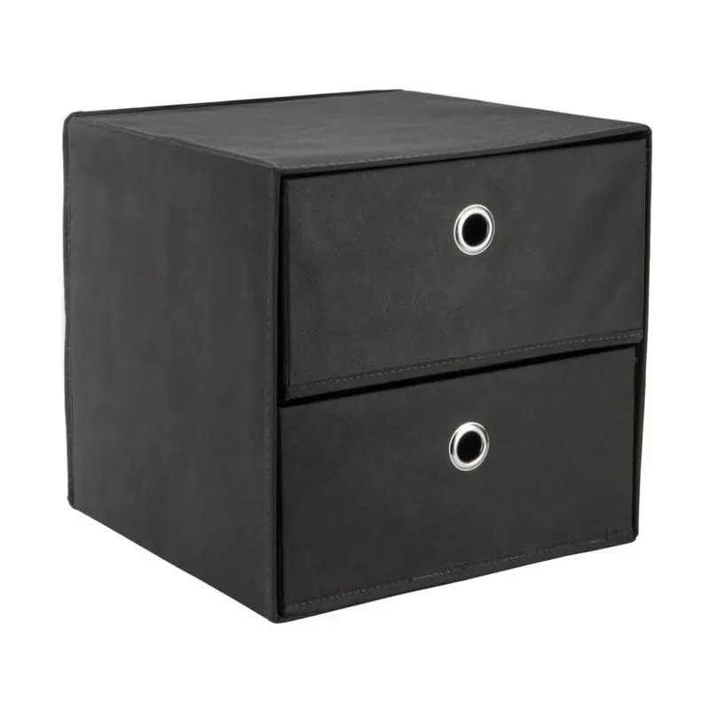 2-Drawer Storage Box Cube Canvas Boxes Basket Collapsible for Closet Wardrobe Organiser Shelf Toys Clothes, Premium size 32cm Square. Available in Black, Blue, Purple. Bedroom Fabric Garments Storage. Makeup storage organiser. Bedroom 1