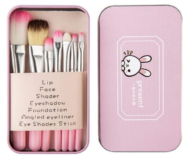 Product Introduction of Children Makeup Brushes, 7Pcs Makeup Brush Set Foundation Eyebrow Eyeliner Brush Cosmetic Concealer Brushes for Kids Girls, Women trave - Pink with case 5