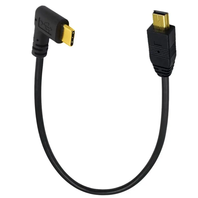 USB 3.1 Type C Angled Male to Mini USB Male Data Charging Cable 0.25m 1