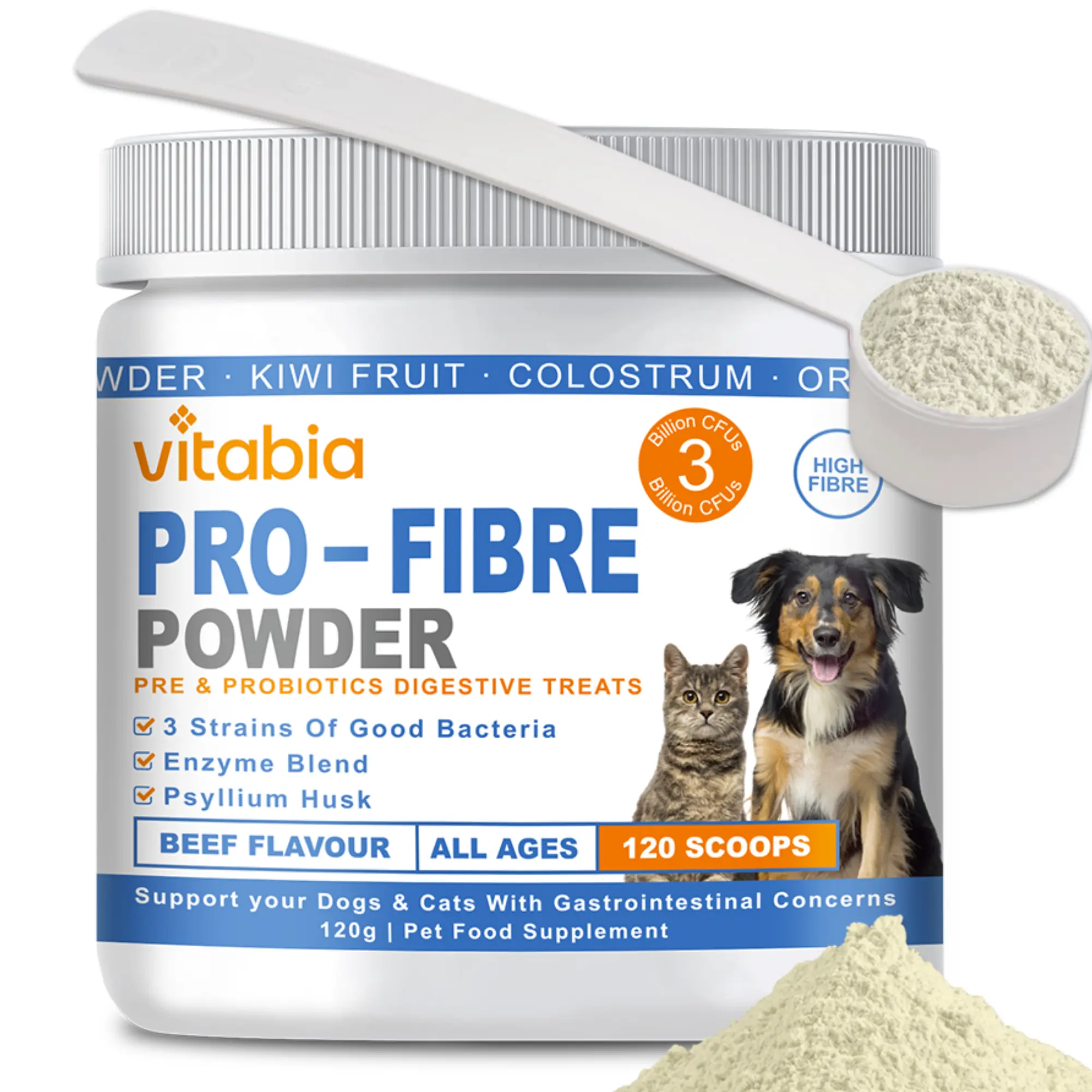 Vitabia's Pro Fibre Supplement for Dogs and Cats - Natural Fibre Powder for Digestive Health
