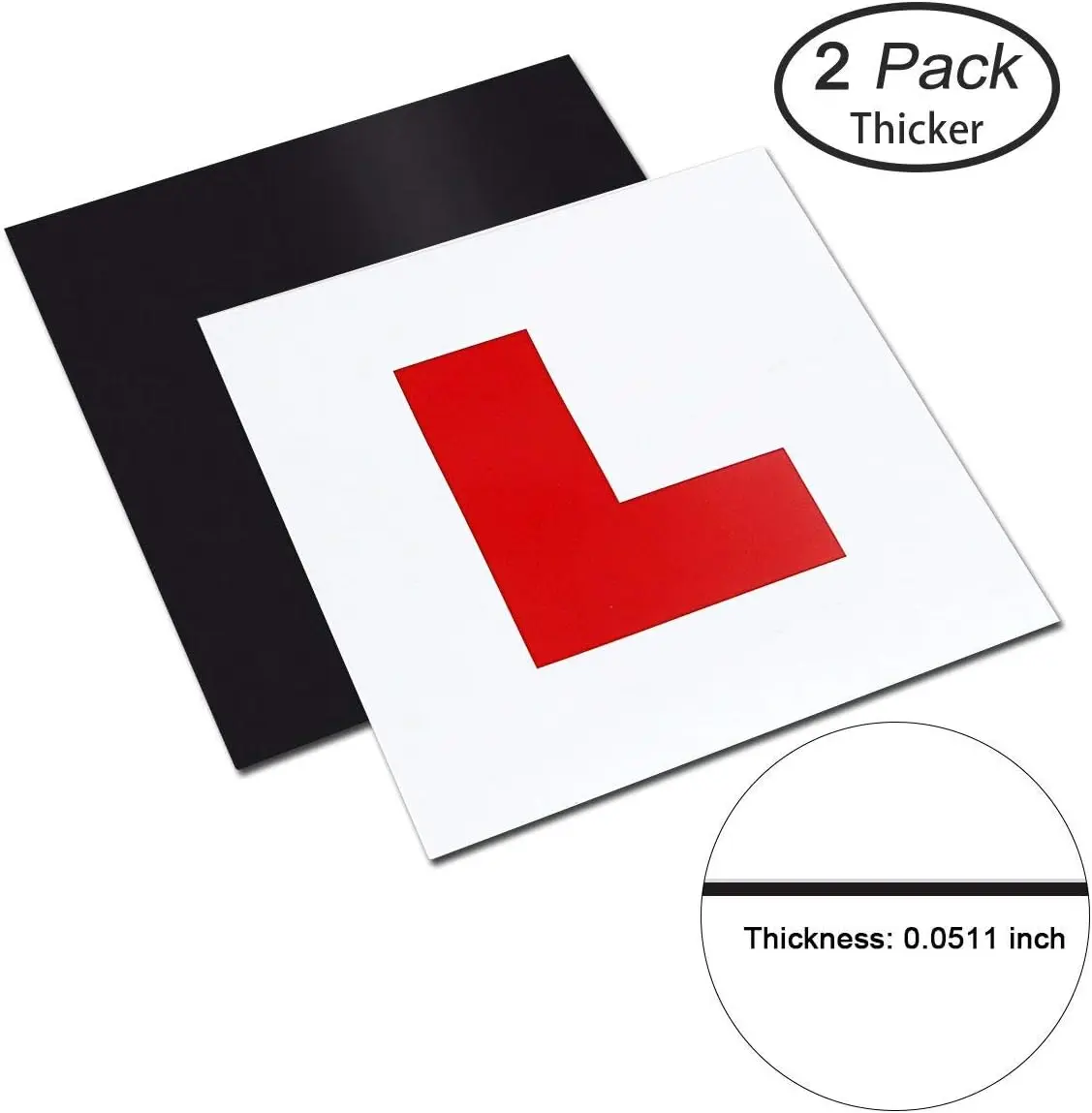 2 Pack Fully Magnetic Car L-Plates Red L Plate for Learner, Extra Thick & Strong, No Melting & Blow Off