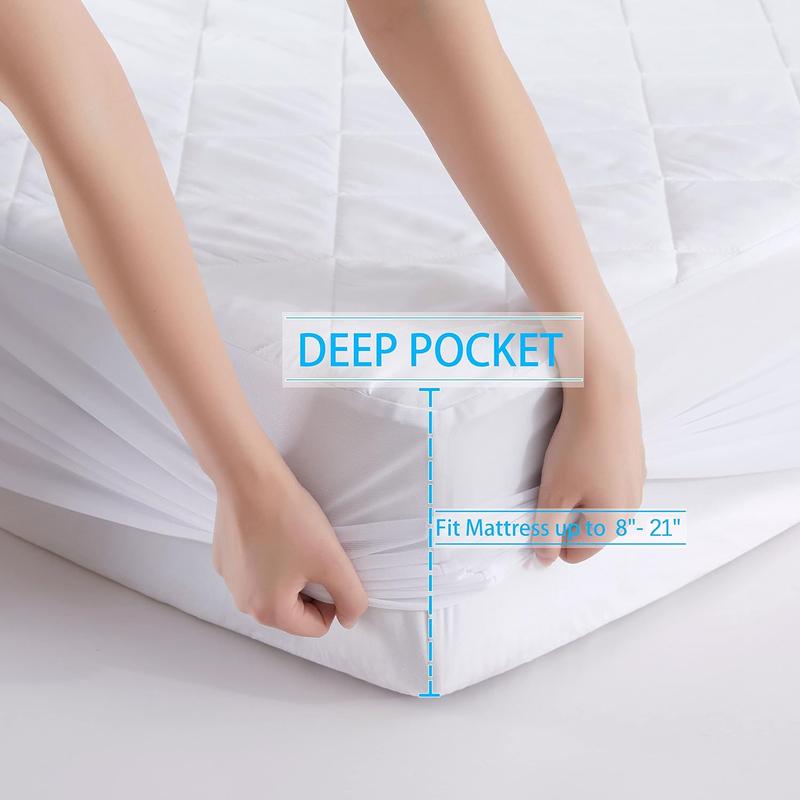 30cm Deep Quilted Waterproof Mattress Protector Super Absorbent Mattress Cover, Extra Soft Comfortable Waterproof Mattress Protection Quilted Hotel Mattress Comfort Warm Flat Weave Machine Washable Mattress Pads & Toppers Single 4ft Double King Super King 7