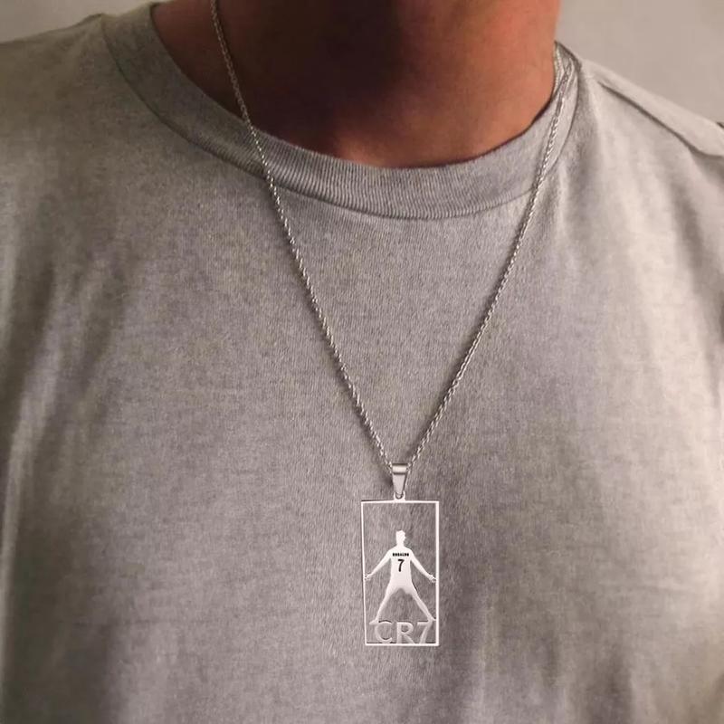 Product Introduction of BENIFILE CR7 Football Star Bracelet Pendant Necklace Set for Men - High-Quality Stainless Steel and Silicone 5