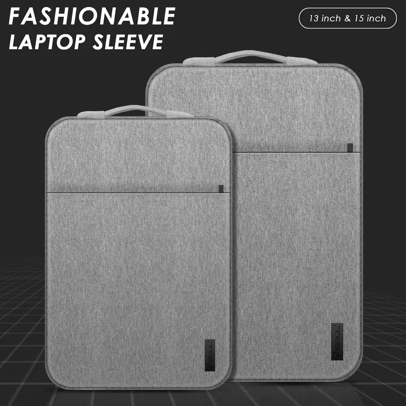iSOUL 14-15.6 inch Shock Resistant Laptop Sleeve Case Briefcase Bag [Accessory Pocket] Compatible for Laptop Waterproof Case Cover for MacBook Pro/Surface Book/XPS 15 /Chromebook/HP/Lenovo Grey 7