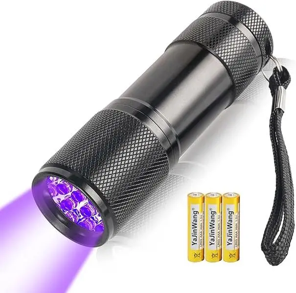 Flashlight Torch, Black Light Detector for Pet Urine on Floors/Carpets,3 AAA Batteries Included, UV Torch Light,9 LED 395nm Ultraviolet Flashlight Torch disinfectant