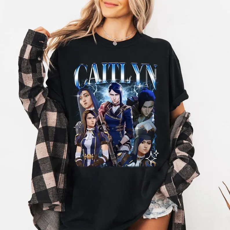 Caitlyn Arcane Shirt, League of Legends Anime Shirt,  LoL Gamer Gift, Softstyle Tee, Video Game Fan Shirt, Unisex Top Casual Cotton Fabric Fit Womenswear Cap