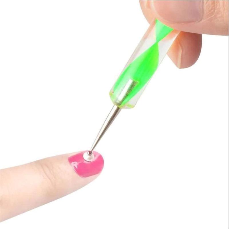 2-Pack 2 Way Dotting Pen Tool (5pcs/pack) Nail Art Tip Dot Paint Manicure kit, Dotting Tools Set, Ball Stylus Embossing Pattern Clay Sculpting Carving Modeling Tools Nail Art Nail Care Cutics 3