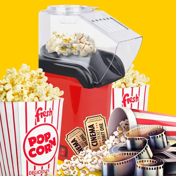 Popcorn Maker Machine - Domestic King 1200W, Hot Air Popping, Healthy Snack Option for Home Use