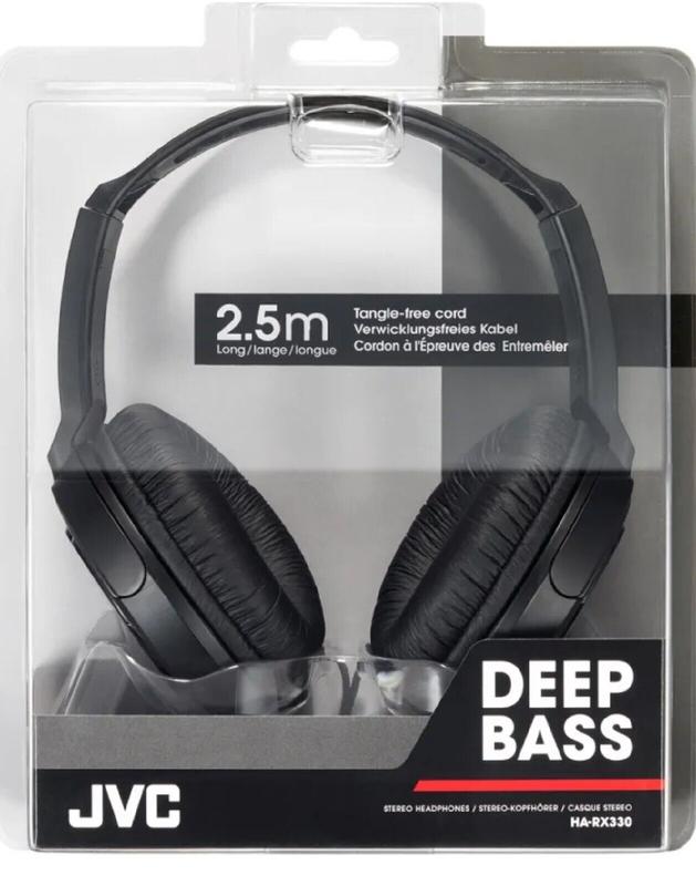 JVC HARX330 Full-Size Over-Ear Stereo Headphones - Black with 2.5M Cord for DJ Audio Earphones Noise Cancellation 1