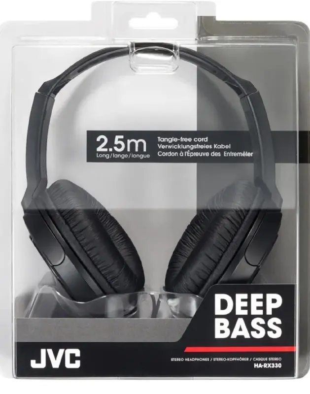 JVC HARX330 Full-Size Over-Ear Stereo Headphones - Black with 2.5M Cord for DJ Audio Earphones Noise Cancellation 1