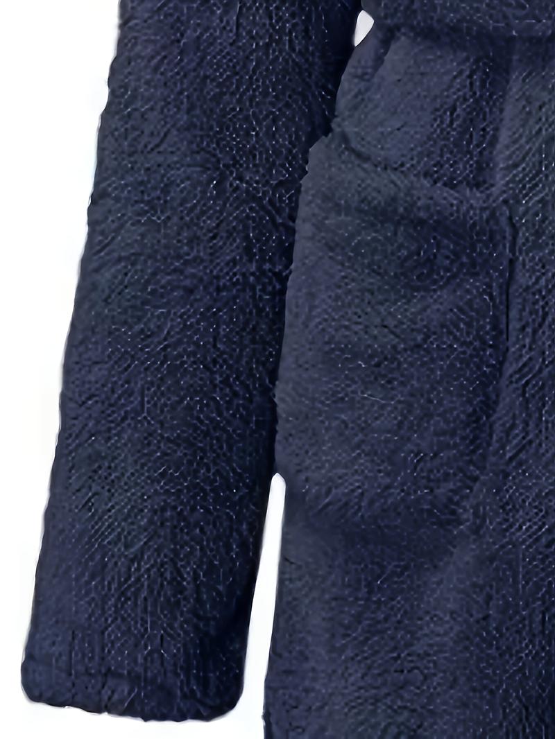 Product Introduction of Men's Solid Winter Plush Hooded Bathrobe, Thickened Warm Long-Sleeve Fleece Loungewear, Simple Casual Style 9