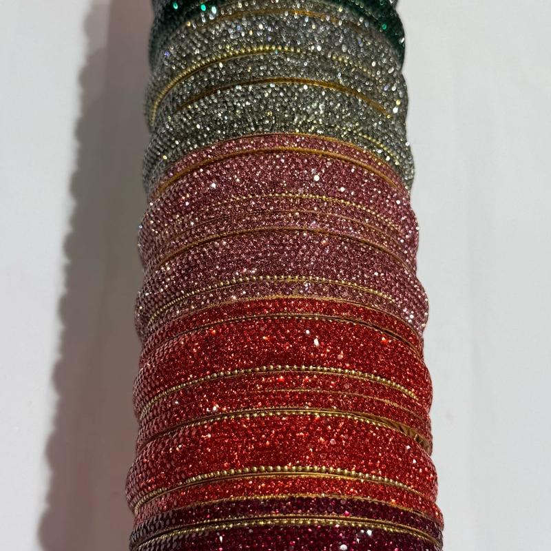 SB16 Mix Diamond Diamante Bangles Bracelets Stone  Bridal Party Wear Fancy Indian Pakistani Jewellery Multi Colour All Sizes Gold 1