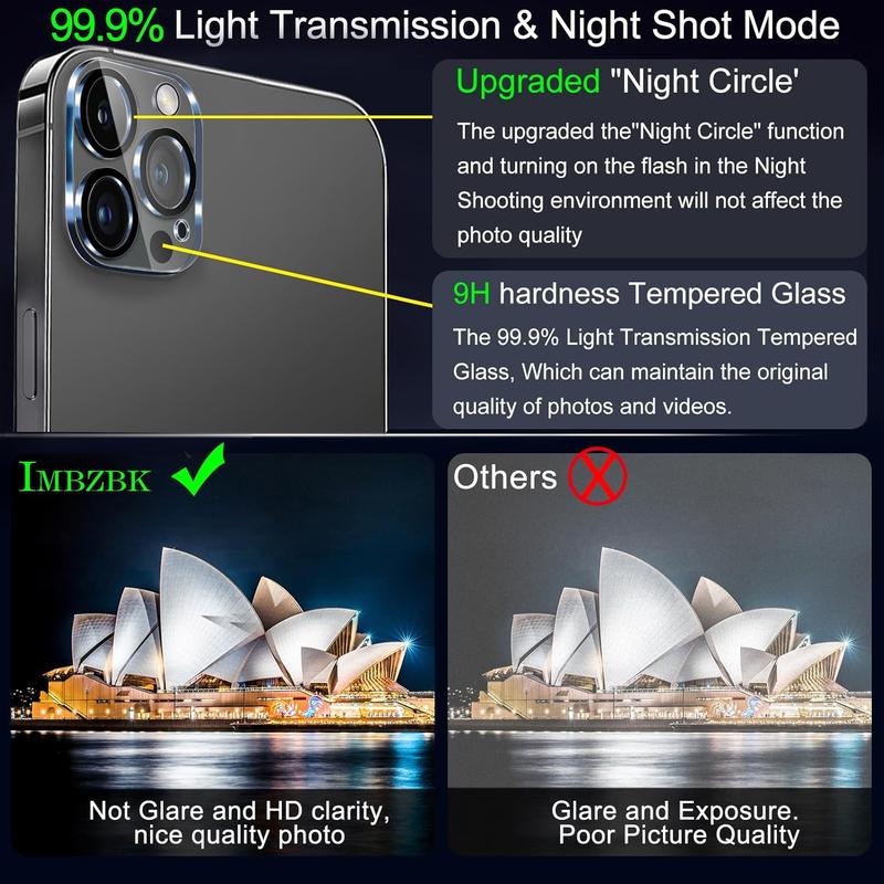 IMBZBK 6 Pack Camera Lens Protector for iPhone 16 Pro Max/iPhone 16 Pro Accessories Camera Protector Screen Cover 9H Tempered Glass Unbreakable Protection Case Friendly 5