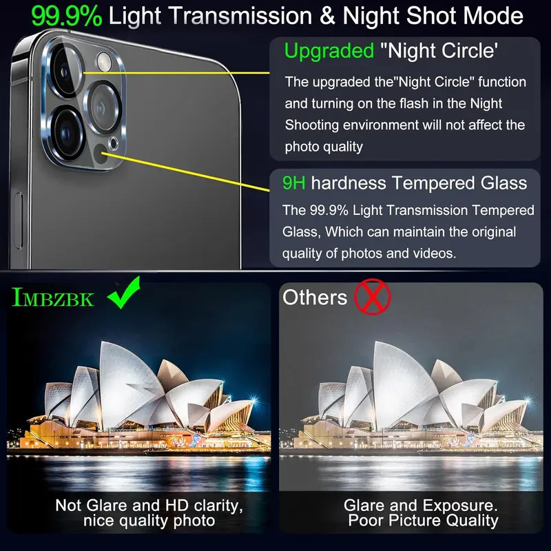IMBZBK 6 Pack Camera Lens Protector for iPhone 16 Pro Max/iPhone 16 Pro Accessories Camera Protector Screen Cover 9H Tempered Glass Unbreakable Protection Case Friendly 5