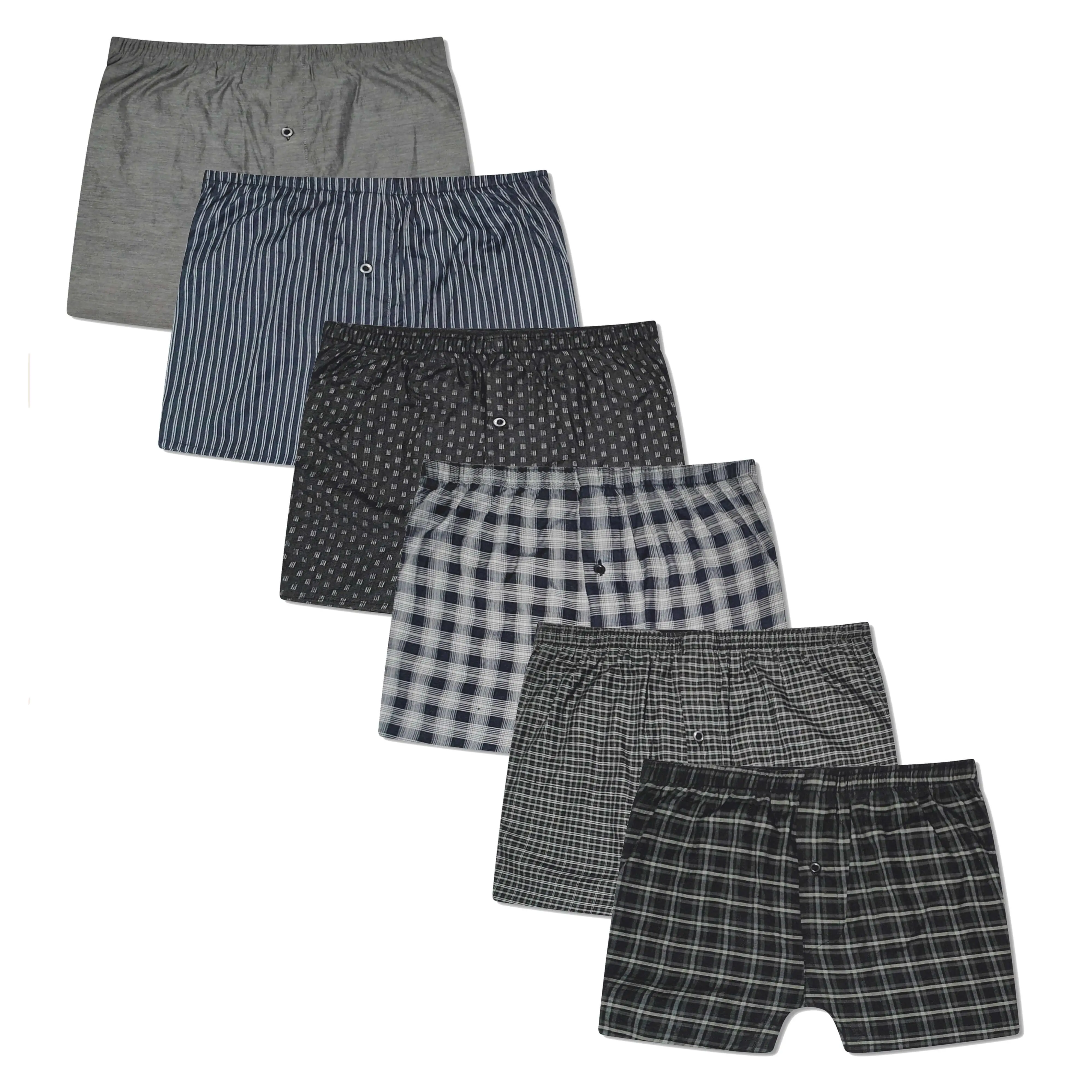 Pack of 6 Mens Loose Fit Woven Boxers with Comfort Waistband in Soft Cotton Blend Multiple Sizes and Colors Breathable Durable MB01 by Sock Stack