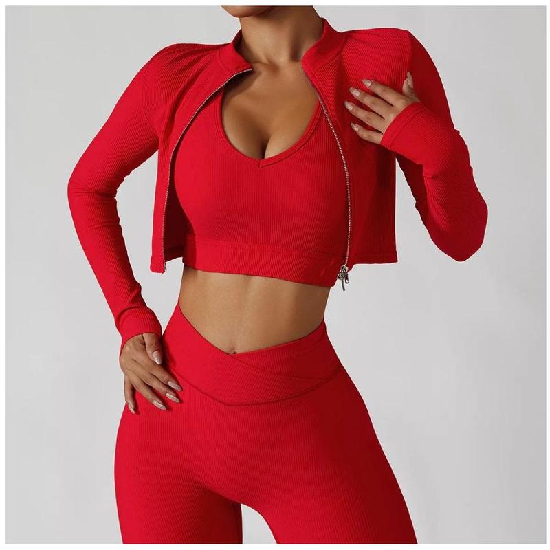 Red    3 piece zip up set 1