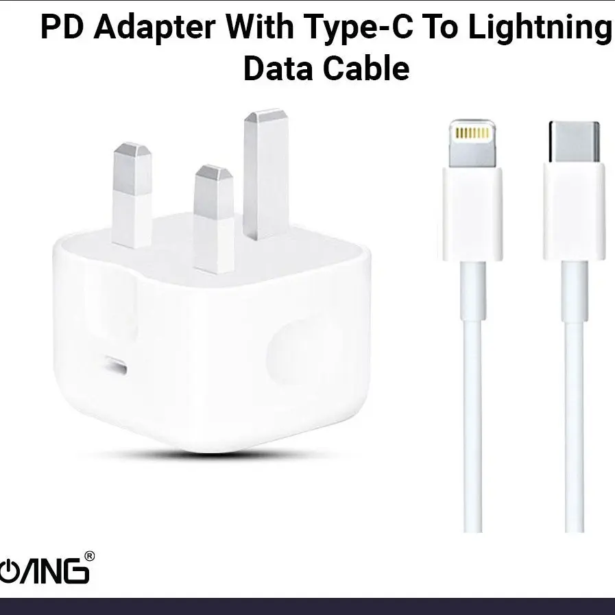 ANG 20W USB C Fast Charge Power Adapter with Type C to Lightning Cable for iPhone  14 13 12 11 Pro Max and iPad - UK Type Plug - Charging, Portable Charger Cellphone Smartphone Electronic