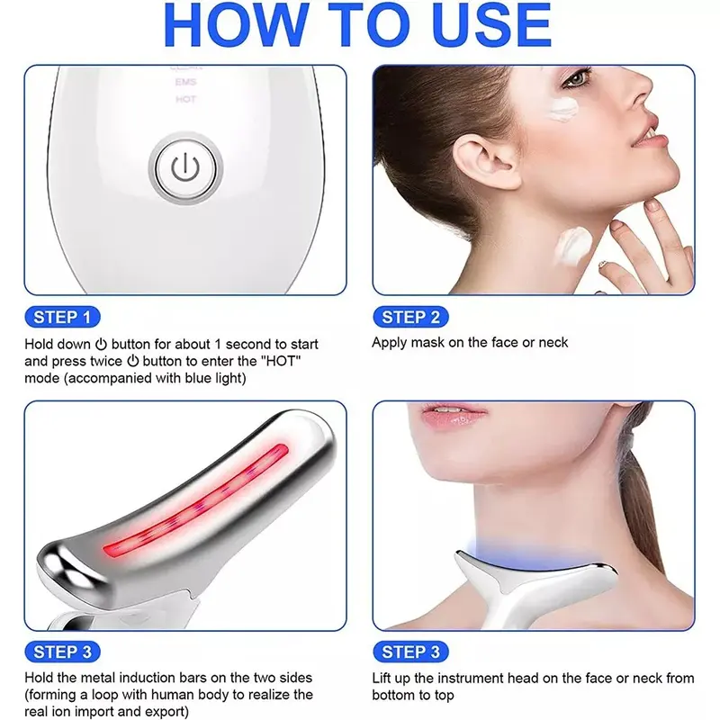 7 in 1 Red Light Therapy Anti Aging Face Neck Massager Electric Face Lift Device for Facial Comfort skincare machine beauty 7