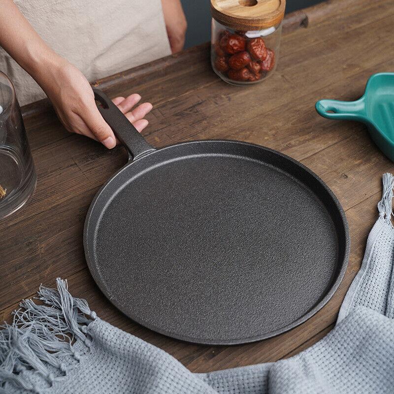 Product Introduction of Black Pre-Seasoned Cast Iron Skillet Frying Pan Griddle BBQ Cooking Pan 26cm 4