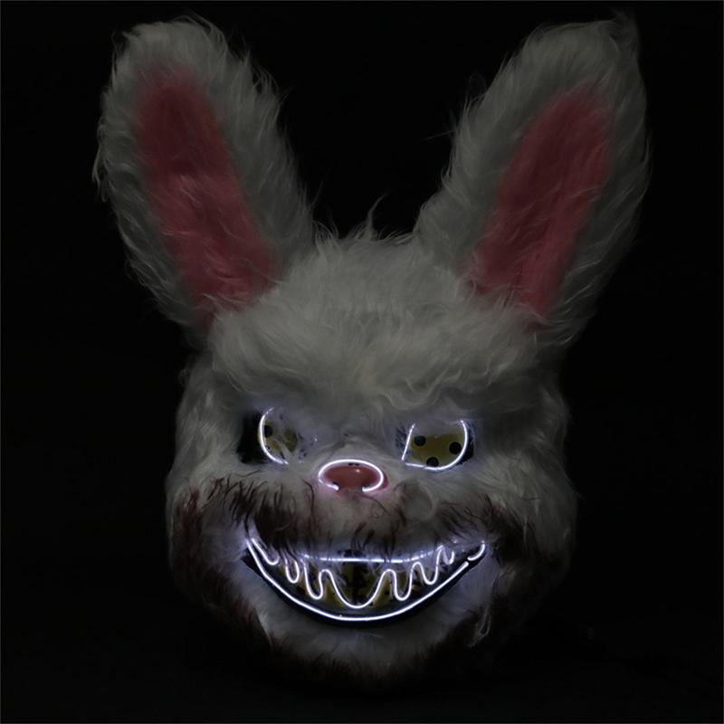 Mad Rabbit LED Mask Halloween Scary Mask Rabbit Bunny Mask, Bloody Plush Animal Head Mask, Spooky Mask Halloween Cosplay Costume Props 6