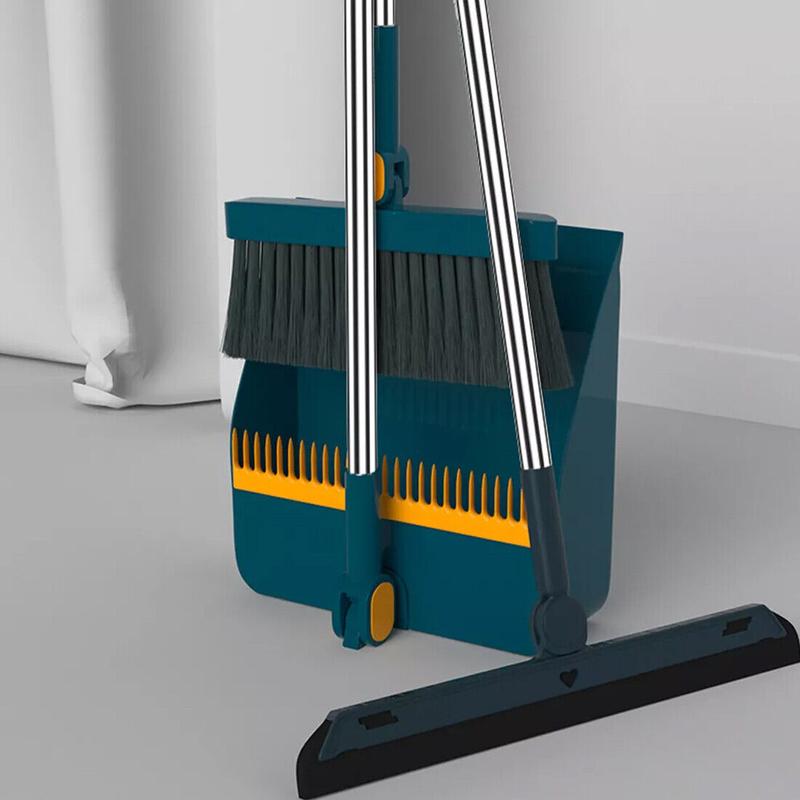 Product Introduction of Long Handled Dustpan and Brush Set Strong Metal Handle Dust Pan & Broom Sweeper Cleaning Collapsible 10