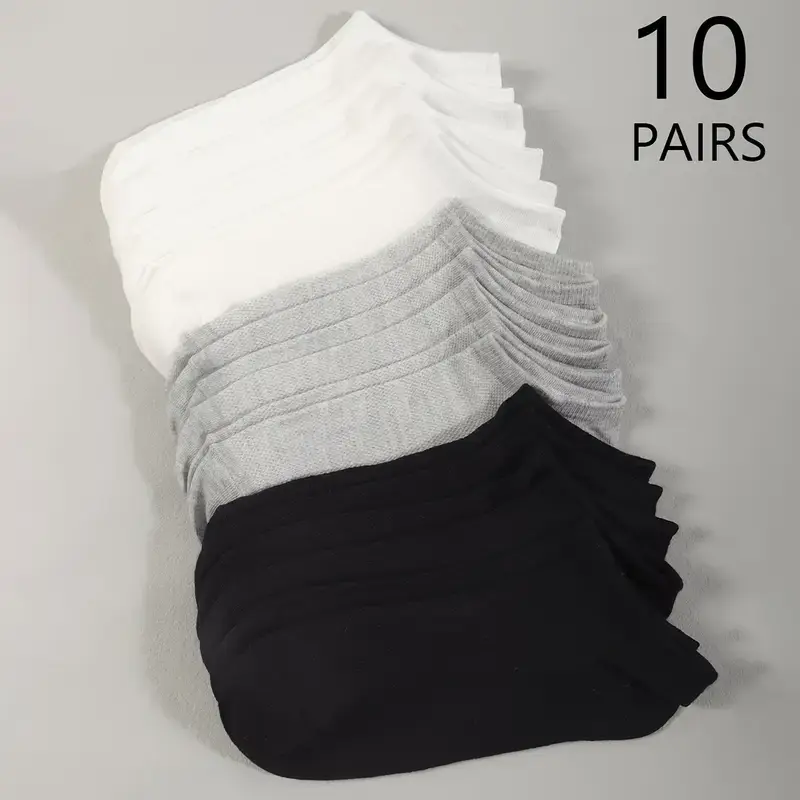Women's 10 Pairs Plain Ankle Socks, Low Cut Breathable Comfortable Socks For Women, Casual Minimalist Plain Ankle socks, Womenswear  Comfy, Everyday, Simple, School 1