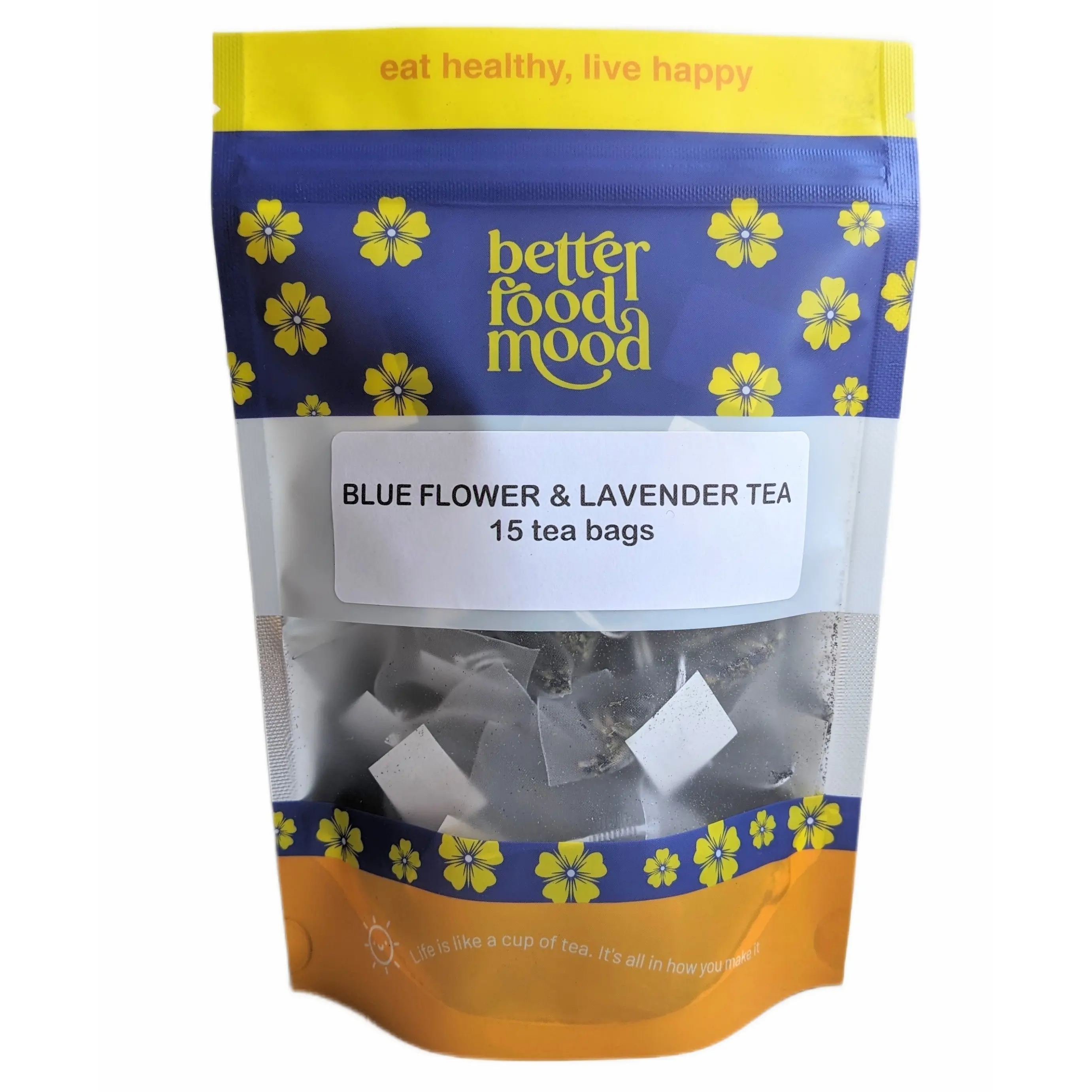 Better Food Mood Butterfly Pea Flower & Lavender Herbal Tea - Caffeine & Plastic Free 15 Tea Bags Beverage