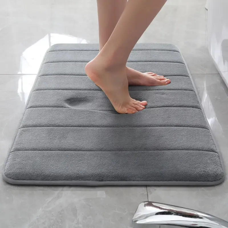 Non Slip Bath Mat Velvet Memory Foam Extra Large Bathroom Rug Water Absorbent Toilet Pedestal Mats Light 6