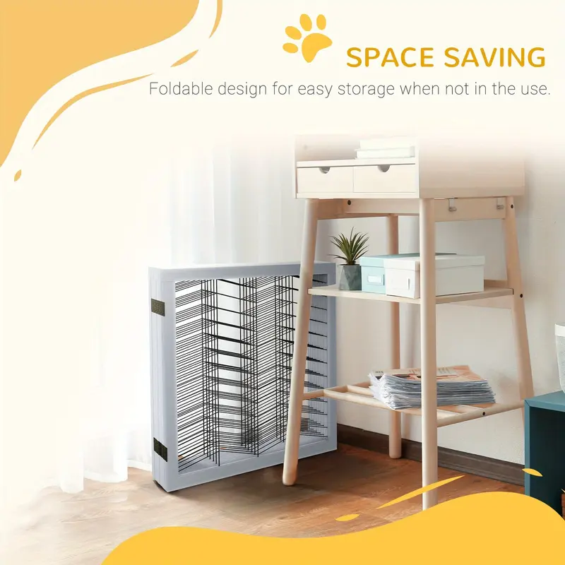 Freestanding Pet Gate, 6 Panels Dog Playpen, Foldable Dog Barrier with 2 Pcs Support Feet, for House, Doorway, Stairs, Small and Medium Dogs - White 4