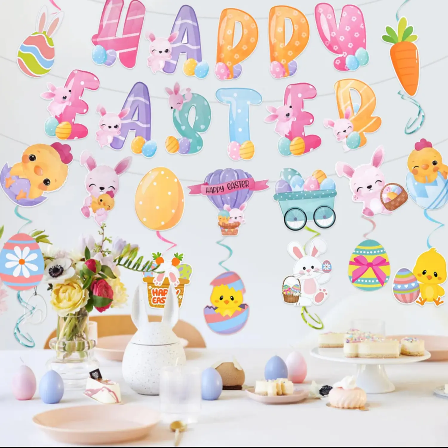 Easter Decorations, 42PCs Easter Banner Decorations Set Ornaments