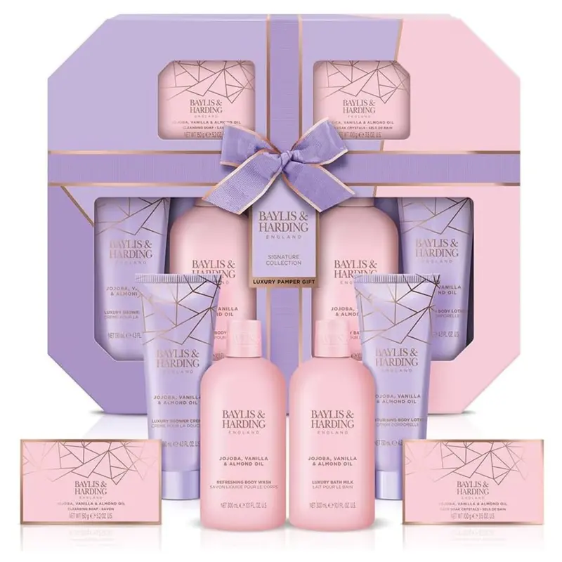 Baylis & Harding Jojoba, Vanilla & Almond Oil Ultimate Bathing Large Gift Set (Pack of 1) - Vegan Friendly Body Care Hydrating Comfort Cosmetics Skincare Luxury 0