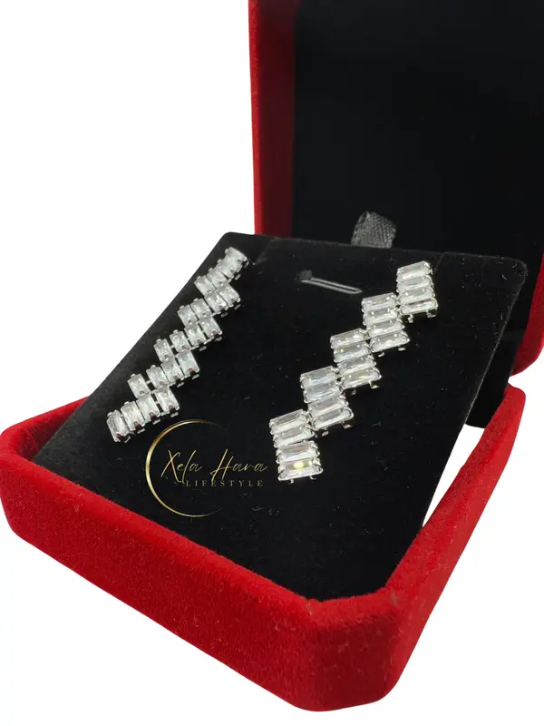 Crystal Zigzag Drop Earrings Cubic Zirconia Party Gift For Her Bridal Women Spring Summer 2025 2