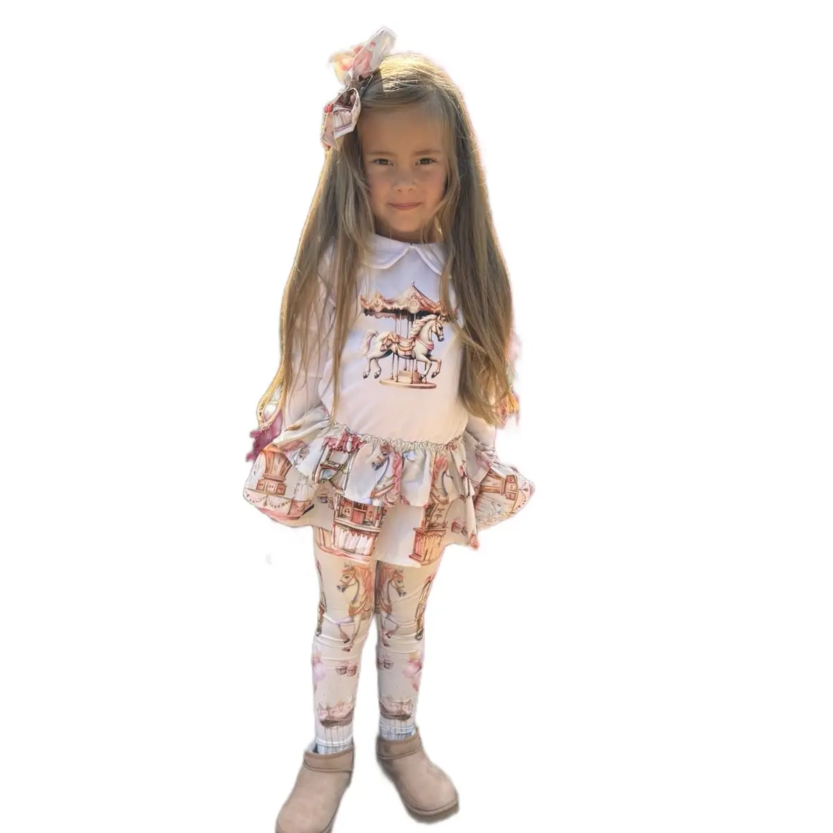 Carousel leggings and peplum top set