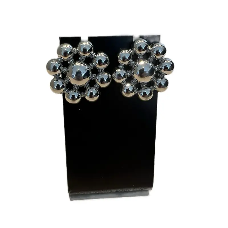 Silver Nine Point Wheel Earrings for Women - Fashion Accessory