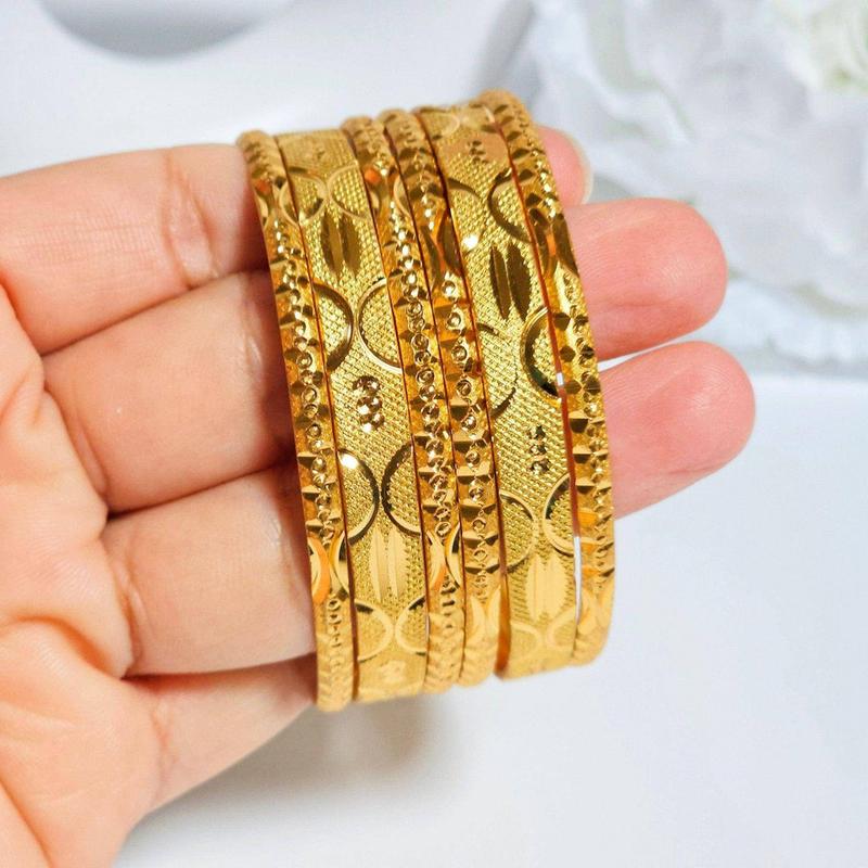 Set of 6 Gold Plated Indian Bangles 3
