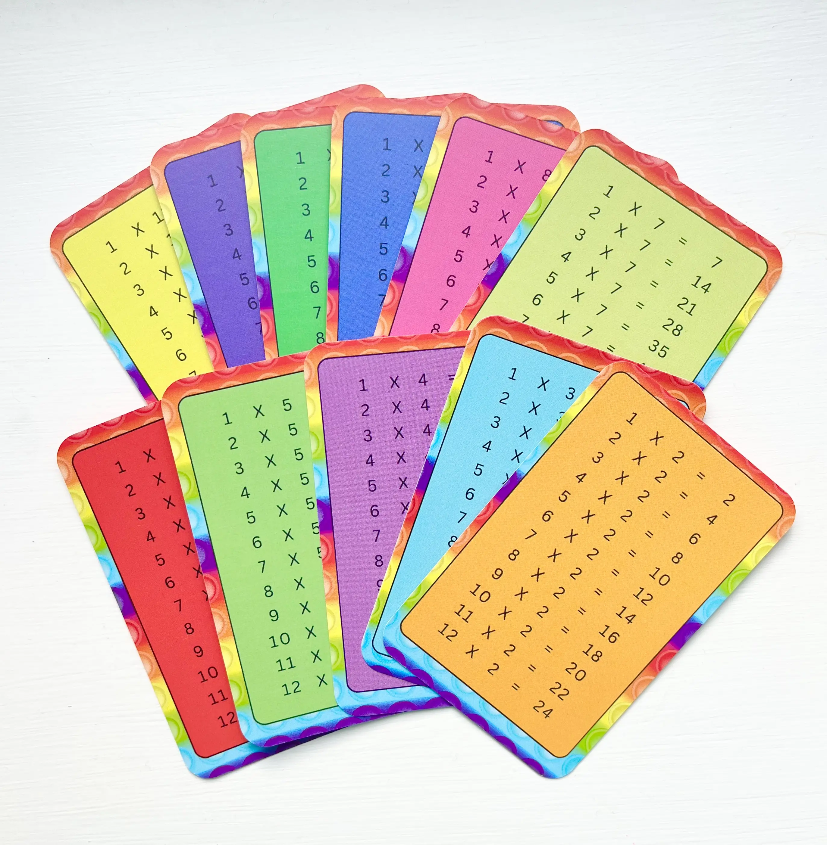Times Table Flash Cards with Pop-It Design, Educational Learning Tool, Multiplication Aid, Maths Study Resource for Kids, Home School, KS2