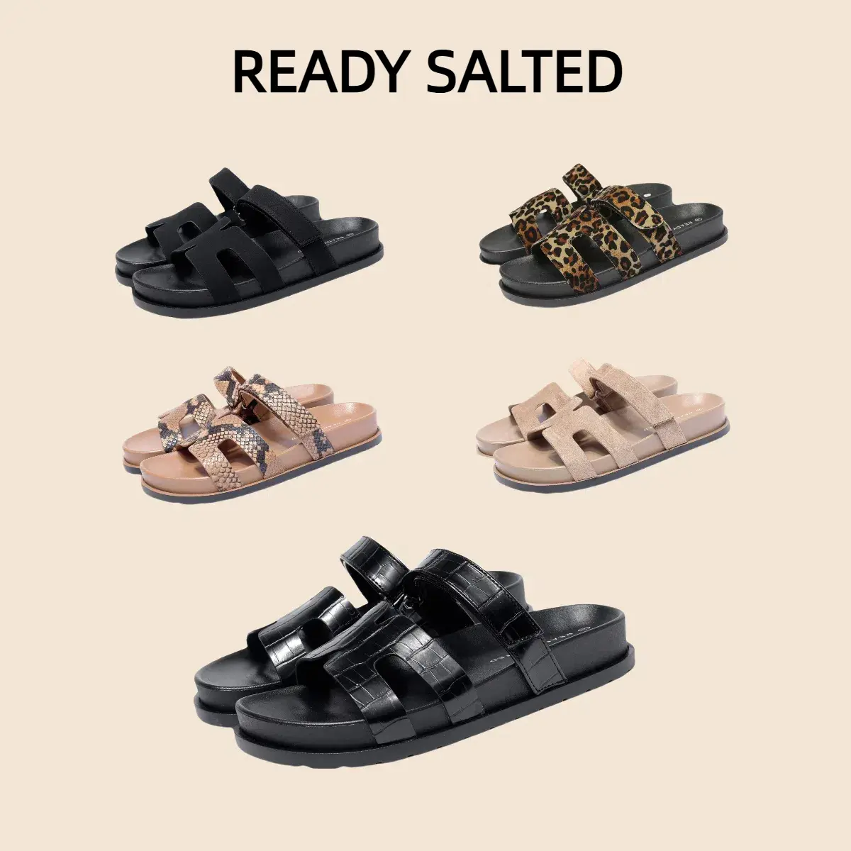 Ready Salted Fashion Womens Buckle Decorated Slip on Belt Platform Slippers, Open Toe Flat Sandals, Outdoor&Indoor New Ladies Summer Casual Beach Footbed Trendy All-match ​Daily Wear Walking Shoes Footwear Classics