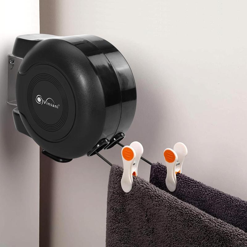 Product Introduction of 30 Metre Wall Mounted Retractable Reel Clothes Line with Twin Cable for Heavy Duty Outdoor Drying - Full Black - Laundry, Racks 14
