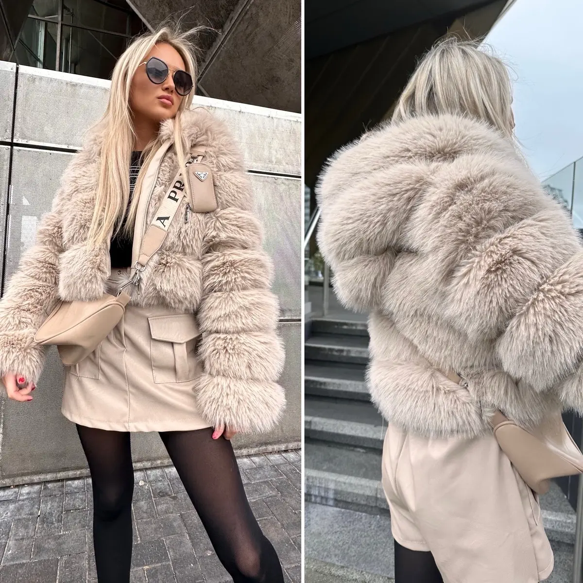 Mini Faux Fur Hooded Coat for Women - Cozy and Fashionable - Coats, Womenswear fauxfur autumnal fits fashion