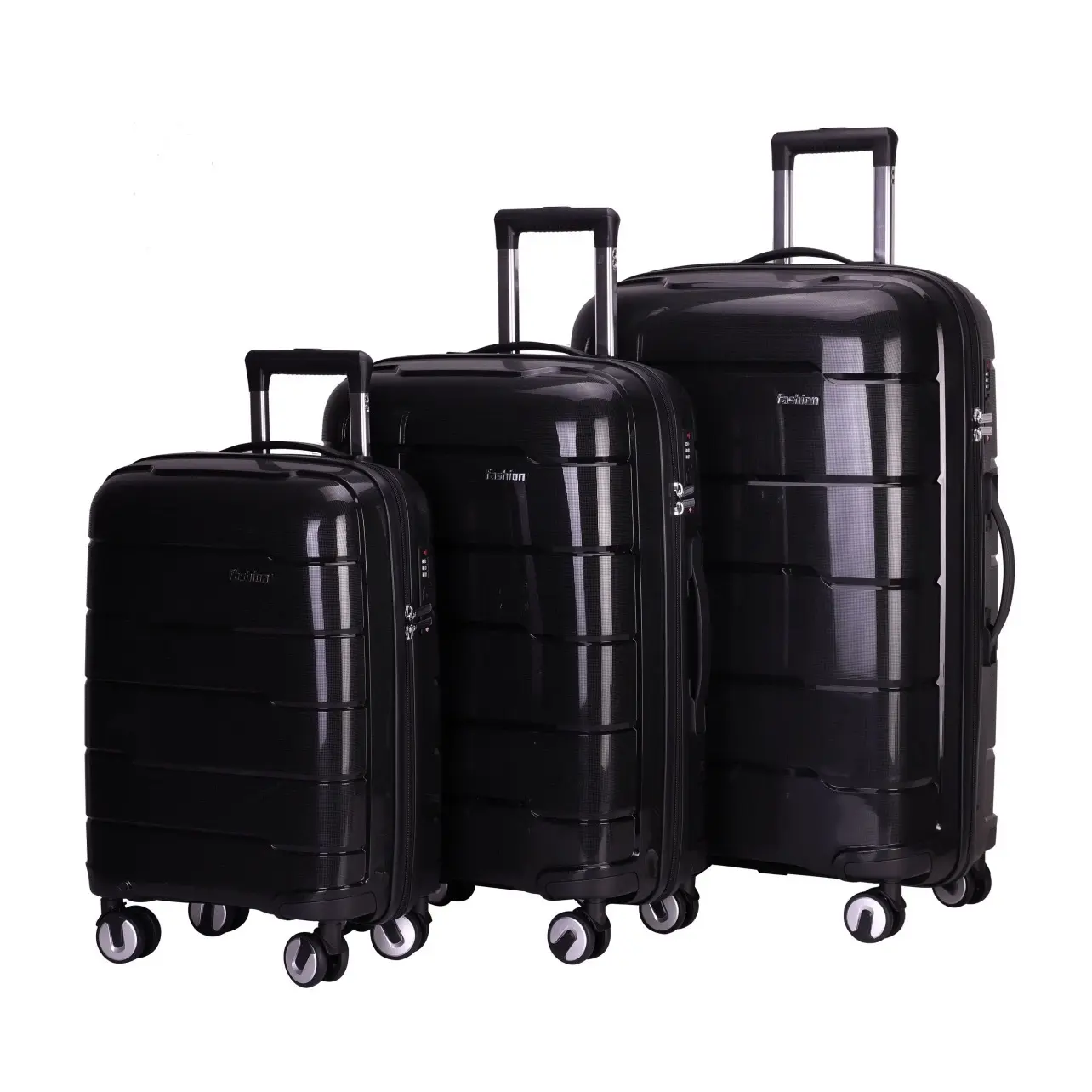 Premium PP Quality Hardshell Luggage with Combination Lock and Double Wheels for Travel - 3 Sizes - 20, 24, 28 Inch