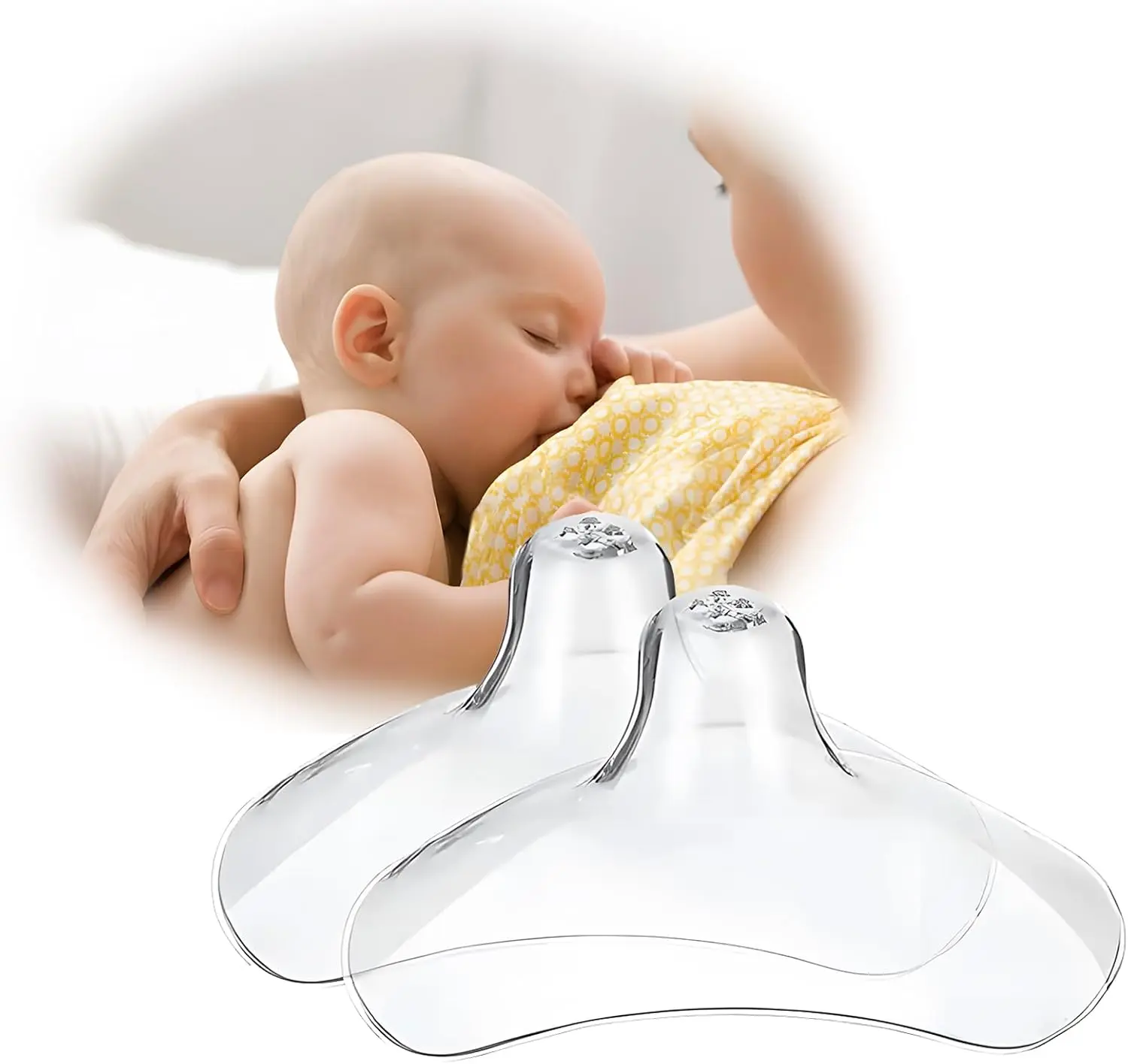 Nipple Shields Breastfeeding, Nipple Shell Guards for Nursing Newborn Baby, BPA Free Reusable Soft Silicone for Breastfeeding with Latch Difficulties or Flat or Inverted Nipples (2 Count 20mm M)…