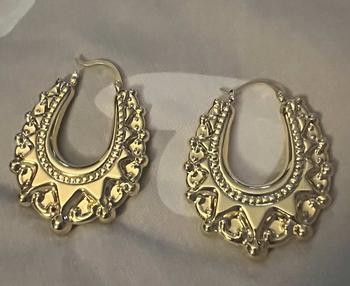 Product Review of XL 50mm Long Gypsy Creole Hoop Earrings for Women Ladies, Large Oval Creo Hoop Earrings, Big Heavy Elegant Trendy Fashion Statement for Women,Romany Victorian Spiked Gypsy Hoop Earrings,Mother's Day Gifts for Mum Girlfriend,Wife,Partner Friends and Family from S**t 0