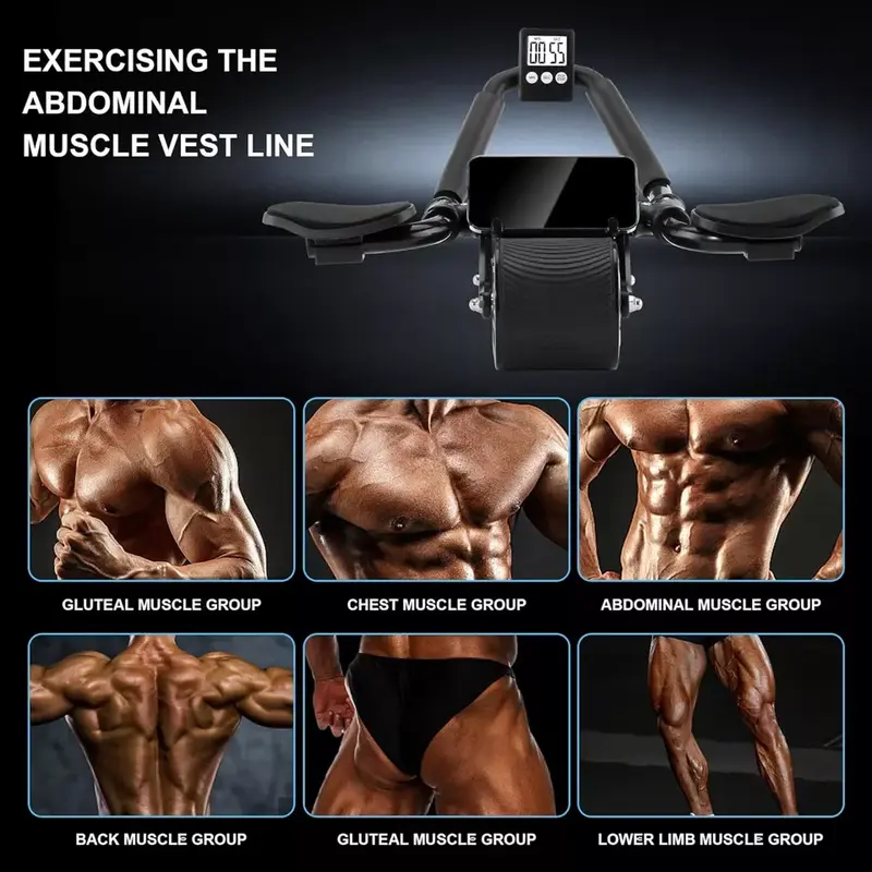 Abdominal Wheel Automatic Rebound Elbow Support Fitness AB Roller Training 3