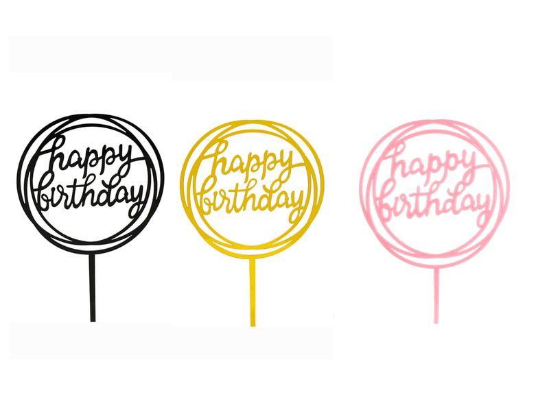 Birthday Cake Decorations, Multiple Circles Happy Birthday Letter Cake Topper 2