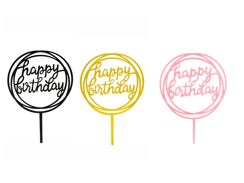 Birthday Cake Decorations, Multiple Circles Happy Birthday Letter Cake Topper 2