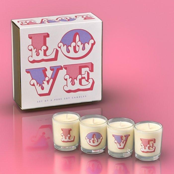 Moonpig LOVE set of 4 pure Soy scented candles Decor Gift Cozy Fragrance 0