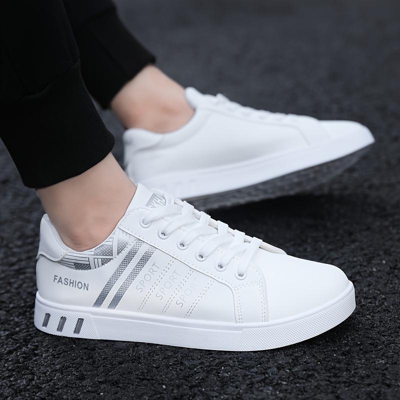 Product Introduction of All-Season Men's Striped Lace-up Sneakers - Breathable PU, Durable PVC Sole, Casual Comfort Fit Closed Sports Shoes Sports Shoes Training Trainer Runner Running Boy Athletic Footwear Walking Shoes 11